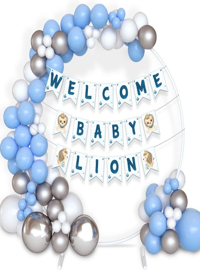 Festiko® Welcome Baby Lion Combo (51 Pcs), Baby Lion Welcome Party Items, Party Decoration Supplies (Balloons & Banner) - Image 1